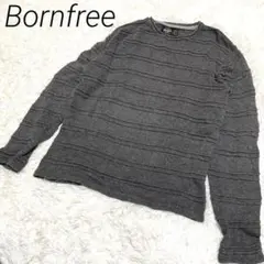 Bornfree Lサイズ グレー ニットセーター ストライプなデザイン