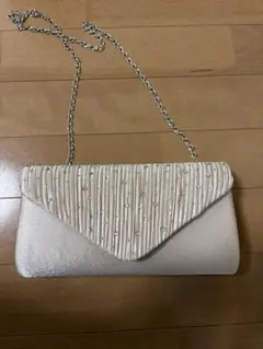 アイボリー ビーズ装飾 パーティーバッグ