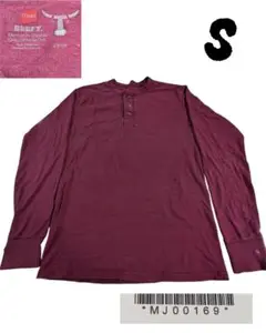 Hanes Beefy-T ヘンリーネック長袖Tシャツカットソー S