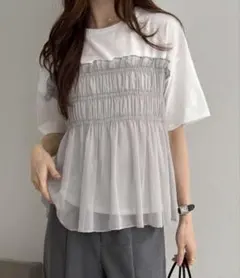 GeeRAシアーシャーリングビスチェドッキング半袖Ｔシャツのサムネイル