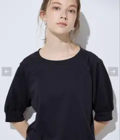 【週末セール】　ルスーク　接触冷感クルーネックTシャツ　半袖　ブラックのサムネイル