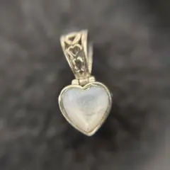 ホワイトパールハート型SILVERネックレストップ