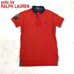 A6785 ポロバイラルフローレン 半袖ポロシャツ 綿 ワンポイント 赤 XS