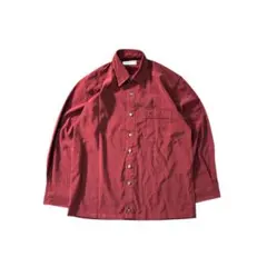 7BS2【LYLE&SCOTT】ロゴ刺繍　チェック柄　長袖シャツ　えんじ　M古着