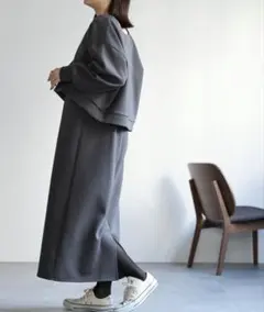 サキシマトーキョー 「3WAY」ロングスリーブポンチワンピースセット◆チャコール
