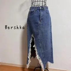 Bershka ベルシュカ カットオフ ダメージ加工 フリンジ デニムスカートのサムネイル