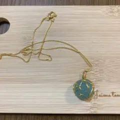 ハンドメイド　シーグラス　ワイヤーラップネックレス