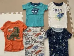 夏半袖Tシャツ 5枚セット 2T 綿100% 恐竜　宇宙のサムネイル
