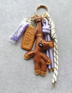 じゃらじゃらキーホルダー バッグチャーム キーチャーム　ブラウン　くま　お菓子
