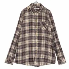 バックナンバー　チェックネルシャツ　ベージュ 茶　Mのサムネイル
