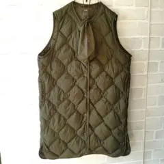美品　ユニクロ　ウルトラライトダウン　ロング　ベスト　オリーブ　S