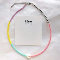 №2053パール カラフルカラービーズネックレス