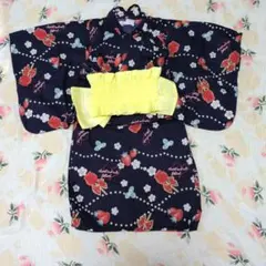 ネイビー 花柄 浴衣 100cm~