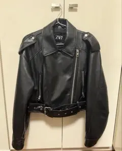 フェイクレザー クロップド ライダースジャケット