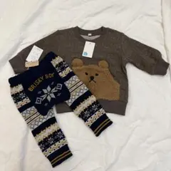 クマモチーフ トレーナー＆パンツセット 80cm