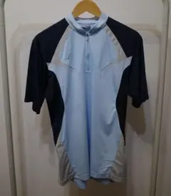 【人気】NIKEナイキ　刺繍ロゴハーフジップ半袖Tシャツ　ブルゾン　ブルー　XL