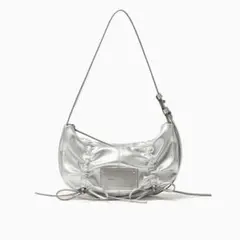 MATIN KIM ハーフシリングラウンドバッグ シルバー