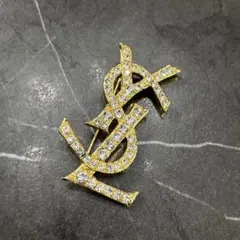 美品　Yves Saint Laurent YSL ロゴ ブローチ ゴールドのサムネイル