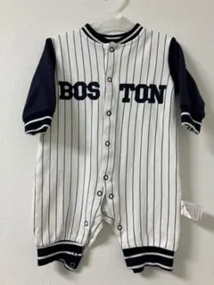 ボストン ロゴ ストライプロンパース 6ヶ月用