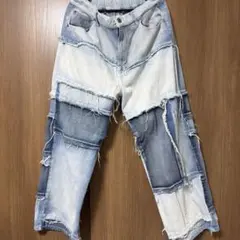 パッチワークデニムパンツ
