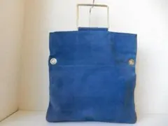 本革☆HASHIBAMI(ハシバミ)☆A4収納☆スエードハンドバッグ　ブルーのサムネイル