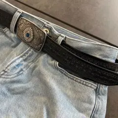 ウエスタンベルトカウボーイ　ブラック 　黒　 y2k ターコイズスタッズ