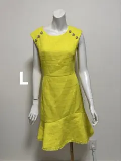 ERKEIエルケイ・④サイズ　大人ワンピース高級ドレスイエローツイードドレス