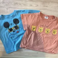 【90サイズ】プーさん ミッキーマウス Tシャツ2枚セット