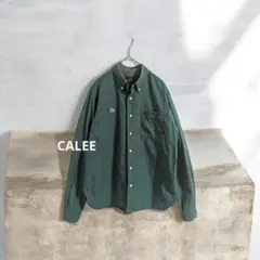 CALEE キャリー 刺繍ロゴ ボタンダウン長袖シャツ グリーン Mサイズのサムネイル