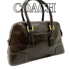 美品　Coach 7011ブラックレザー ハンドバッグ　エンボス　シグネチャー