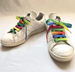 adidas ステラマッカートニー　スタンスミス　スニーカー　レインボー紐　白