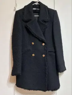 美品☆ZARA ダブルボタン チェスターコート ネイビー - メルカリ