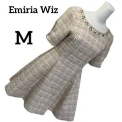 【美品】Emiria Wiz 大流行のツイード　ミニフレアワンピース　Mのサムネイル