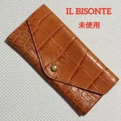 未使用　希少IL BISONTEイルビゾンテ レザークロコ型押し長財布　オレンジ