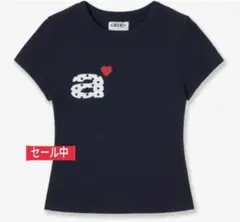 aeae Tシャツ ネイビー トップス カットソー 韓国 ロゴ ハート