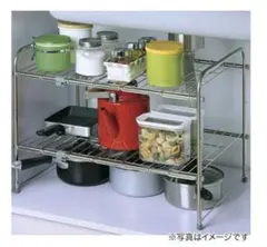 【used ２個セット】シンク下ワイヤーラック(ニトリ　WIRE40)ステンレスのサムネイル