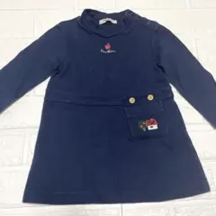 美品 familiar ファミリア ワンピース 【90】ネイビー 紺 刺繍