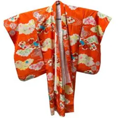 七五三 着物セット 花柄　7歳　レトロ　作り帯　フルセット　髪飾りつき 七五三 着物セット 花柄 7歳 レトロ 作り帯 フルセット 髪飾りつき