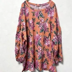 一点もの✨ 大きいサイズ【1X】大花柄 ボリューム袖 プルオーバー カットソー
