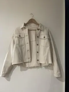 ZARA ホワイトデニムジャケット ショート丈 カットオフ 美品