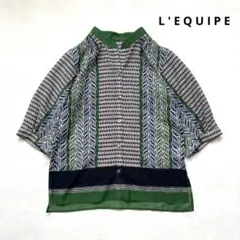 L'EQUIPE レキップ yoshie inaba 幾何学 プリントブラウス