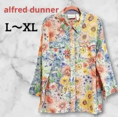 alfred dunner 【14号(L〜XL)】カラフル花柄シャツ 折返カフス