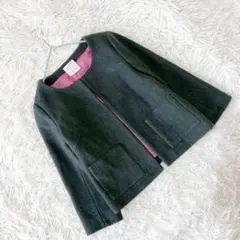 ノーカラーツイードジャケット