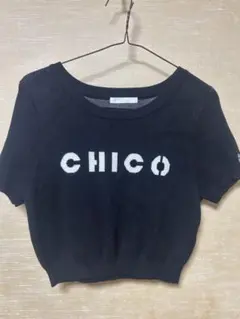 Chico 半袖 ニット ロゴ トップス ブラックのサムネイル