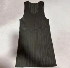 【美品】 プリーツプリーズ ノースリーブワンピース ブラック 黒 3 L プリーツプリーズPLEATS PLEASE ノースリーブマキシワンピース