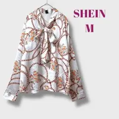 シーイン　レディース　ボウタイブラウス　シャツ　とろみ　レトロ　昭和　バブル　M