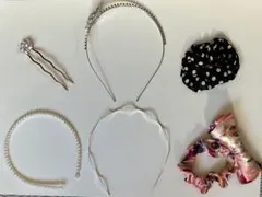 ヘアアクセ6点セット カチューシャ かんざし シュシュ