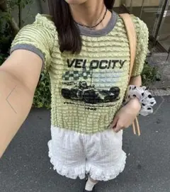 新品【Ciaopanic】モーターロゴフリルリンガーTee 　イエロー