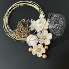 e-8 淡色フラワー髪飾り　卒業式　着物　袴　結婚式　ドライフラワー　ホワイト