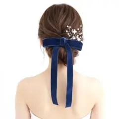 ワイド ベロアリボン ポニーフック付き